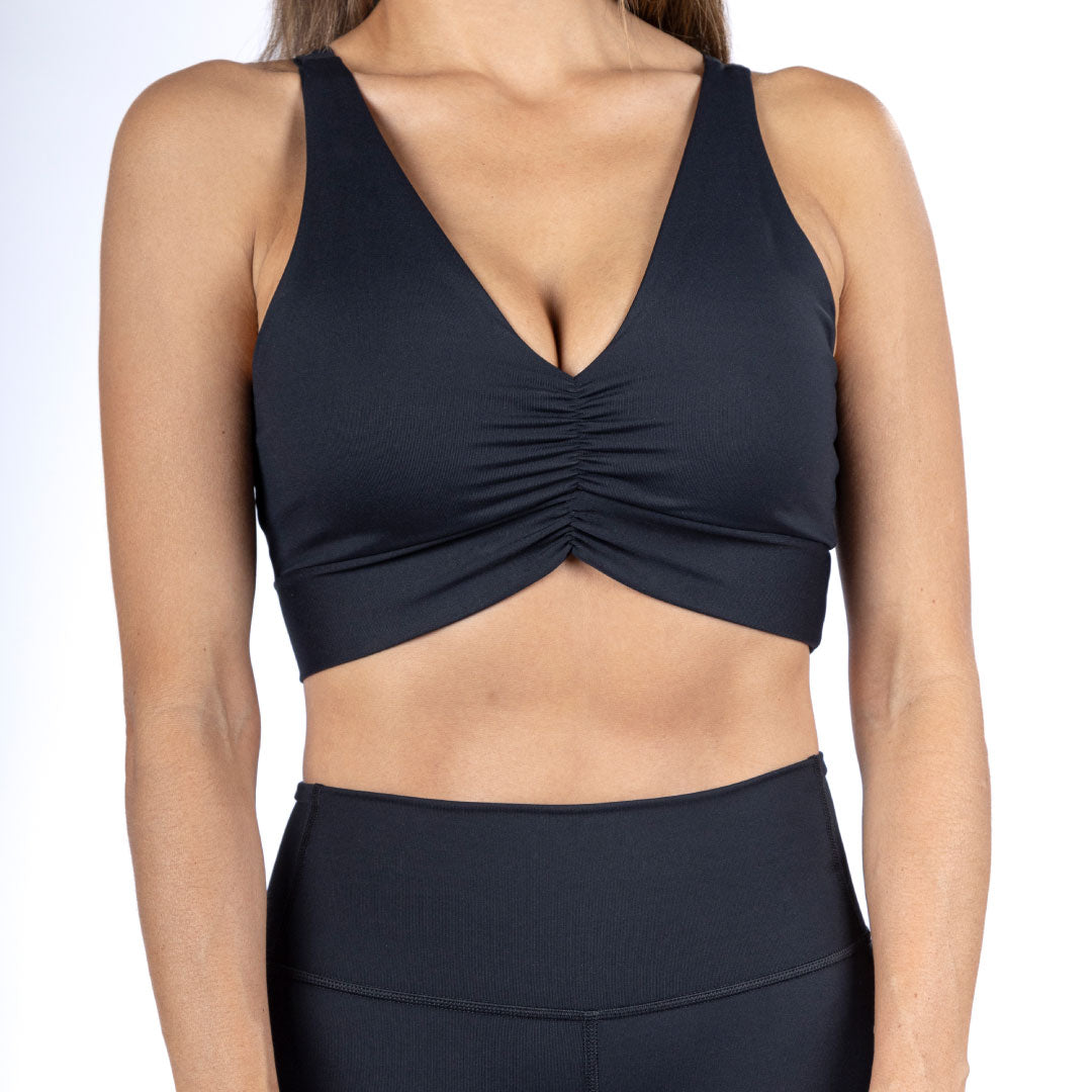 WO Body Apparel - The V Control Scrunch Top - Close-Up of Premium Fabric and Design