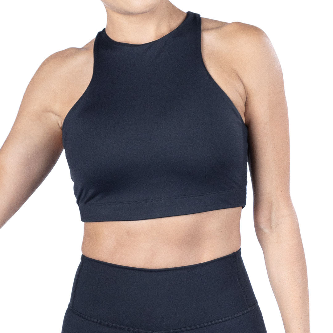 WO Body Apparel - The High Neck Crop Top - Close-Up of Premium Fabric and Design
